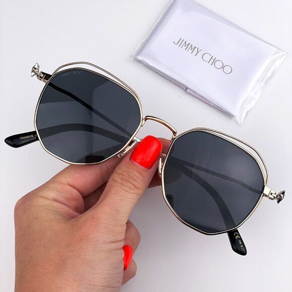 ? Jimmy Choo FRANNY/S J5G Sunglasses Gold Dark Gray Round Steel Women main image 9